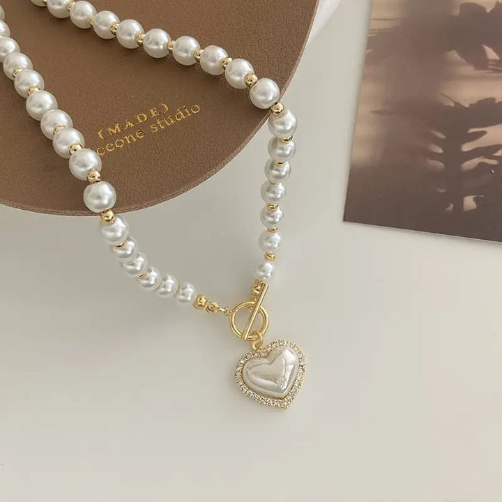 Collier perle en pendentif à cœur